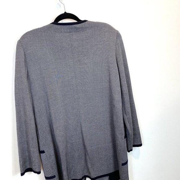 Womens MISOOK XL Navy Blue Structured Knit Cardigan Sweater Front Clasp Closure - Picture 8 of 9